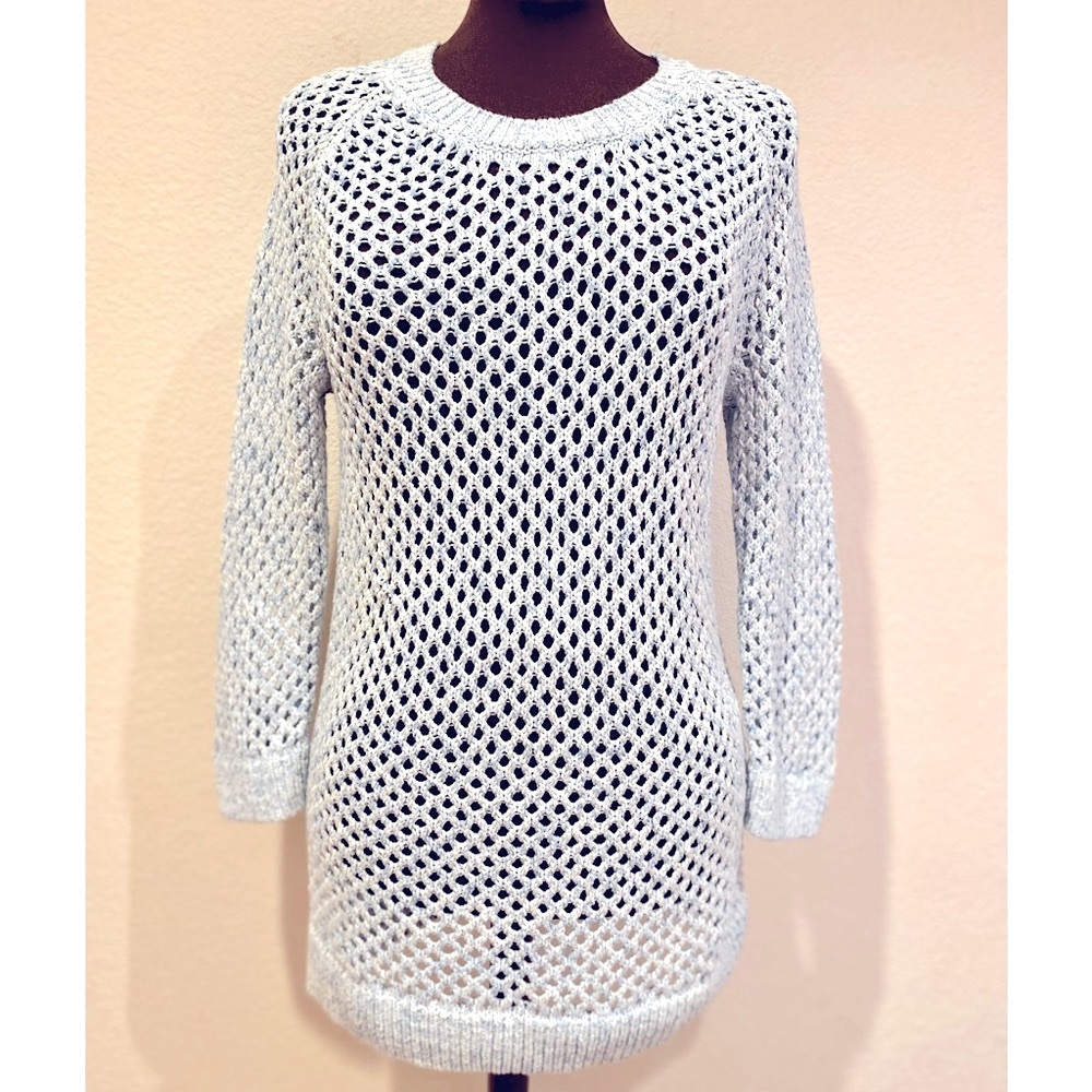 NWOT open knit heather blue sweater cover up